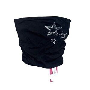 Black Strapless Tube Top With Rhinestone Star Design By Romwe XS